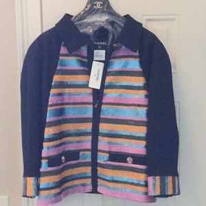Chanel - Black w/dull, Multi-color sequins; zip up